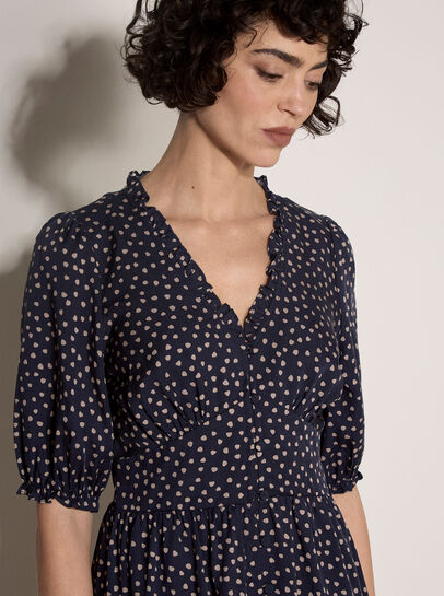 Polka Dot Ruffle Midi Dress