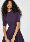 Fit And Flare Ribbed Knit Mini Dress, Purple, large