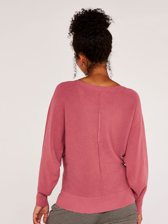 Centre Seam Jumper, Coral, large