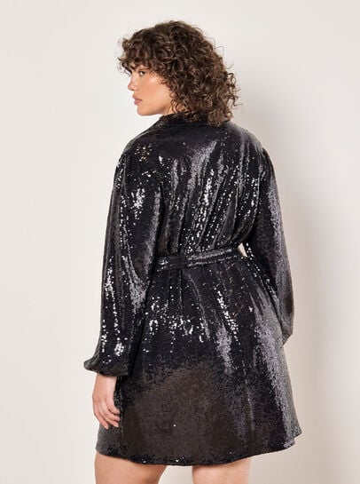 Curve Sequin Shirt Mini Dress
