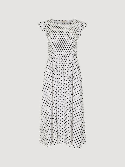 Polkadot Smocked Midi Dress