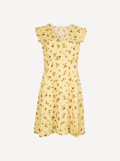 Vintage Floral Ruffle Mini Dress