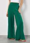 Textured Cotton Wide Leg Trousers, Green, large