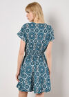 Batik Print Mini Dress, Blue, large