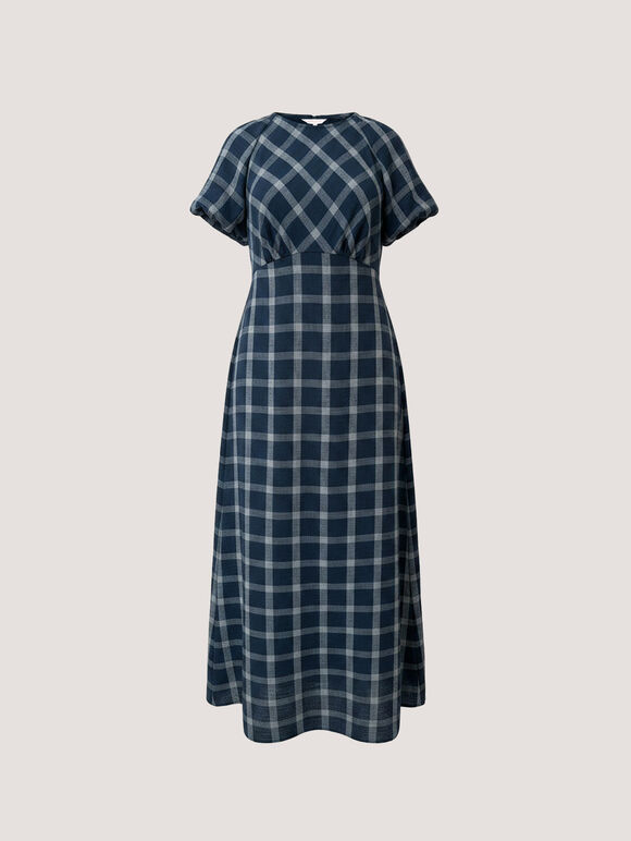 Check Print Midaxi Dress, Navy, large
