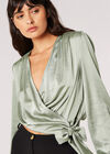 Soft Satin Wrap Top , Mint, large