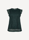 Lace Scallop Hem Blouse, Green, large