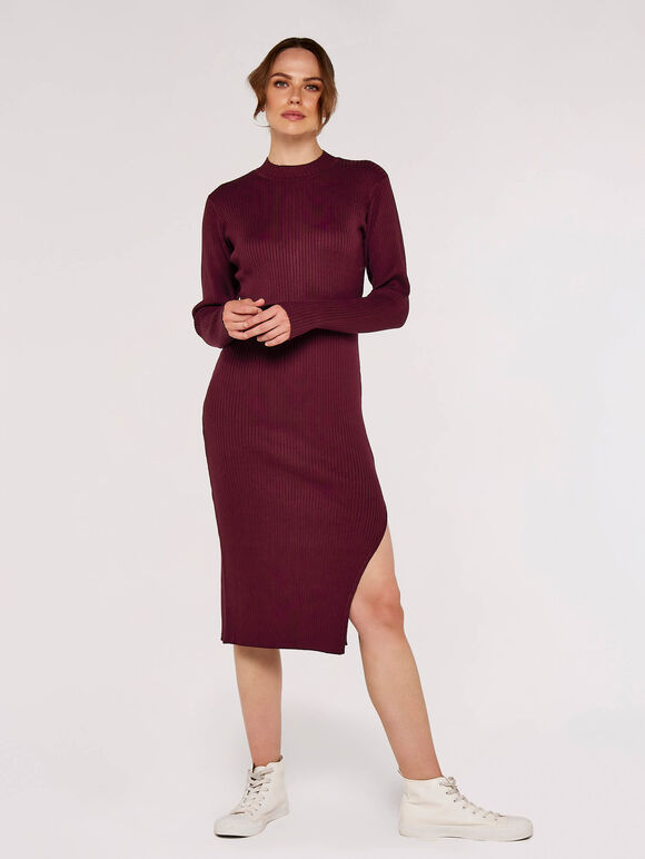 Bodycon Midi Dress, Burgundy, large