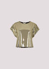 Foil Cropped T-Shirt, Yellow, large