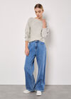 Boat Neck Batwing Jumper, Grey, large