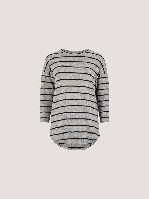 Soft Touch Stripe Top, Grey, large