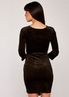 Velvet Wrap Dress, Black, large