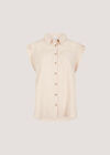 Ruffle Sleeve Soft Slub Blouse, Stone, large