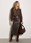 Snakeskin Chiffon Blouse, Brown, large