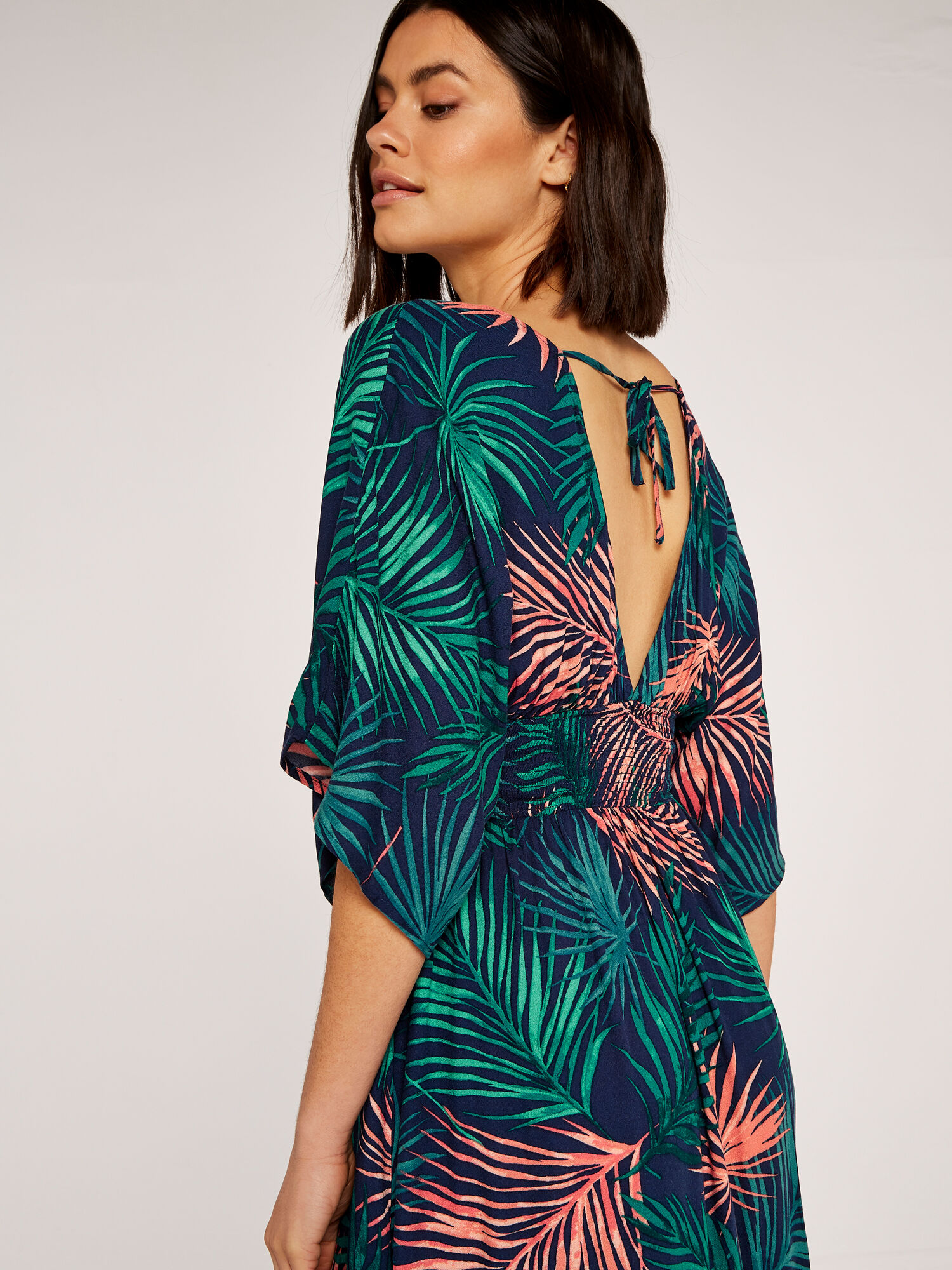 Palm leaf wrap dress outlet