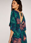 Tropical Leaf Maxi Dress, Navy, large