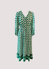 Geo Leaves Drawstring Maxi Dress, Green, large