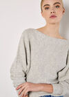 Boat Neck Batwing Jumper, Grey, large
