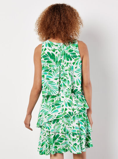 Tropical Leaf Layered Dress