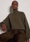 Ribbed Knit Batwing Cape Jumper, Khaki, large