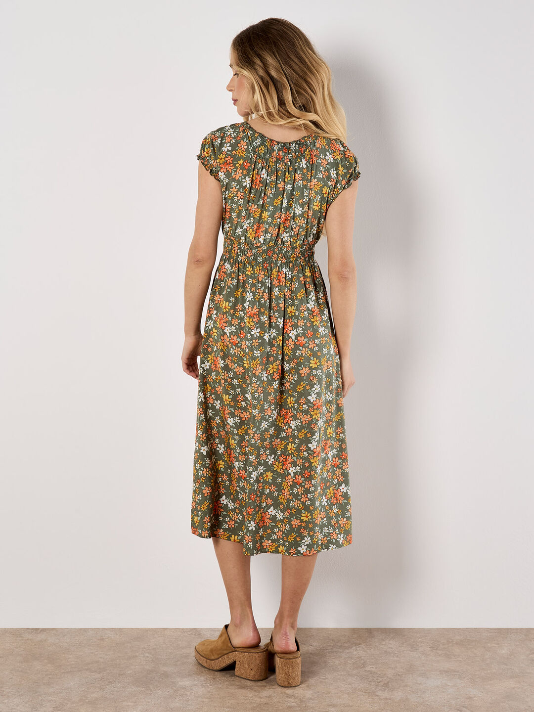 Ditsy Milkmaid Midi Dress | Apricot Clothing