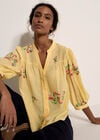 Floral Paisley Embroidered Blouse, Yellow, large