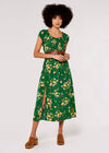 Floral Milkmaid Midi Dress, Green, large