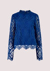 Scallop Lace Top, Blue, large