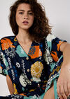 Colourful Sketch Print Top, Navy, large