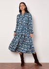 Ikat Tiered Shirt Midi Dress, Teal, large