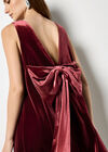 Velvet Bow Back Swing Dress, Burgundy, large