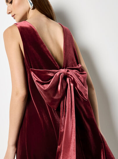 Velvet Bow Back Swing Dress