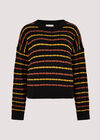 Plaited Knit Stripe Jumper , Black, large