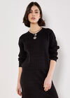 Fine Knit Cable Jumper, Black, large