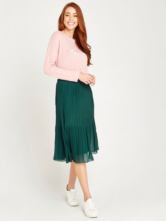 Plisse Skirt, Green, large