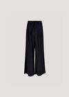 Pinstripe Wide Leg Tailored Trousers, Navy, large