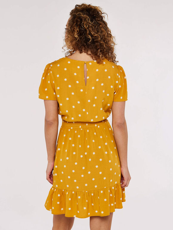 Sunspot Smocked Mini Dress, Mustard, large