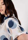 Painted Circles Oversized High-Low Shirt, Navy, large