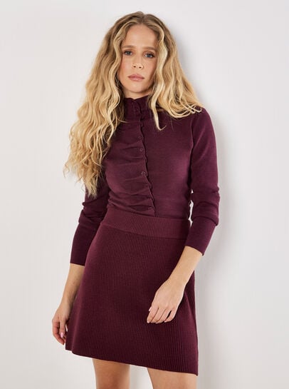 Ribbed Knit Mini Skirt