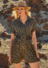 Cheetah Print Mini Dress, Khaki, large