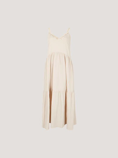 Bead Embellished Cotton Midaxi Dress