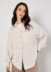 Oversized Waffle Knit Shirt, Stone, large