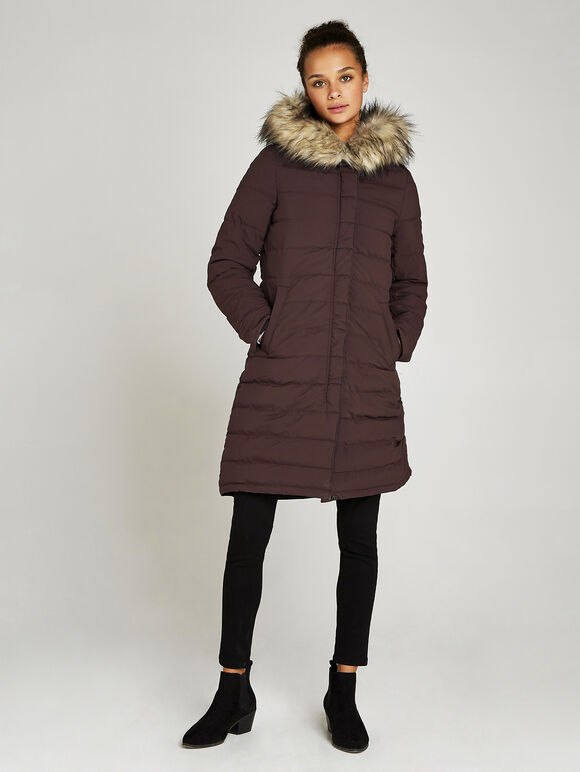 Reversible Puffer Jacket, Burgundy, large