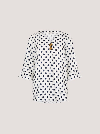 Polka Dot Bell Sleeve Blouse