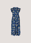 Ditsy Floral Print Midi Dress, Blue, large