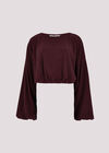 Soft Ribbed Crop Top, Burgundy, large
