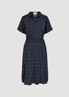 Batik Tile Shirt Midi Dress, Navy, large