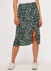 Brush Spot Wrap Skirt, Green, large