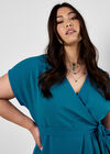 Curve Textured Wrap Midi Dress, Blue, large