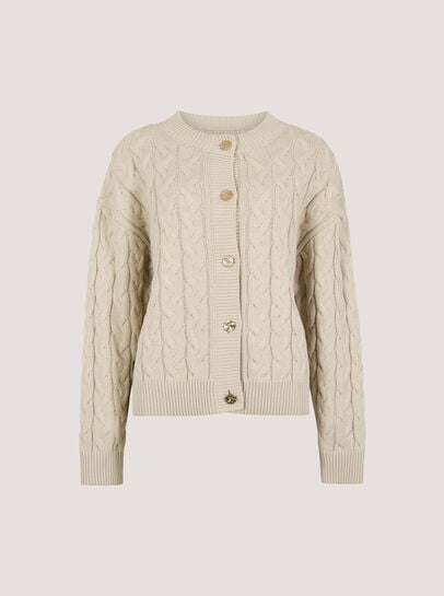 Cable Knit Button-Down Cardigan